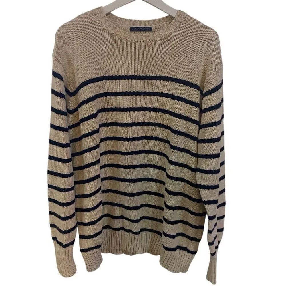 Brandy Melville crew neck striped cream sweater